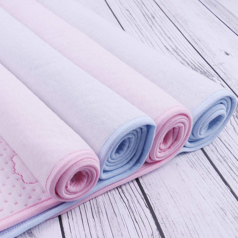 Monvecle 2pcs Pack Baby Infant Waterproof Cotton Changing Pads Washable Resuable Diapers Liners Mats, Pink Bear-2pcs Medium 28" x 20" - Image 2